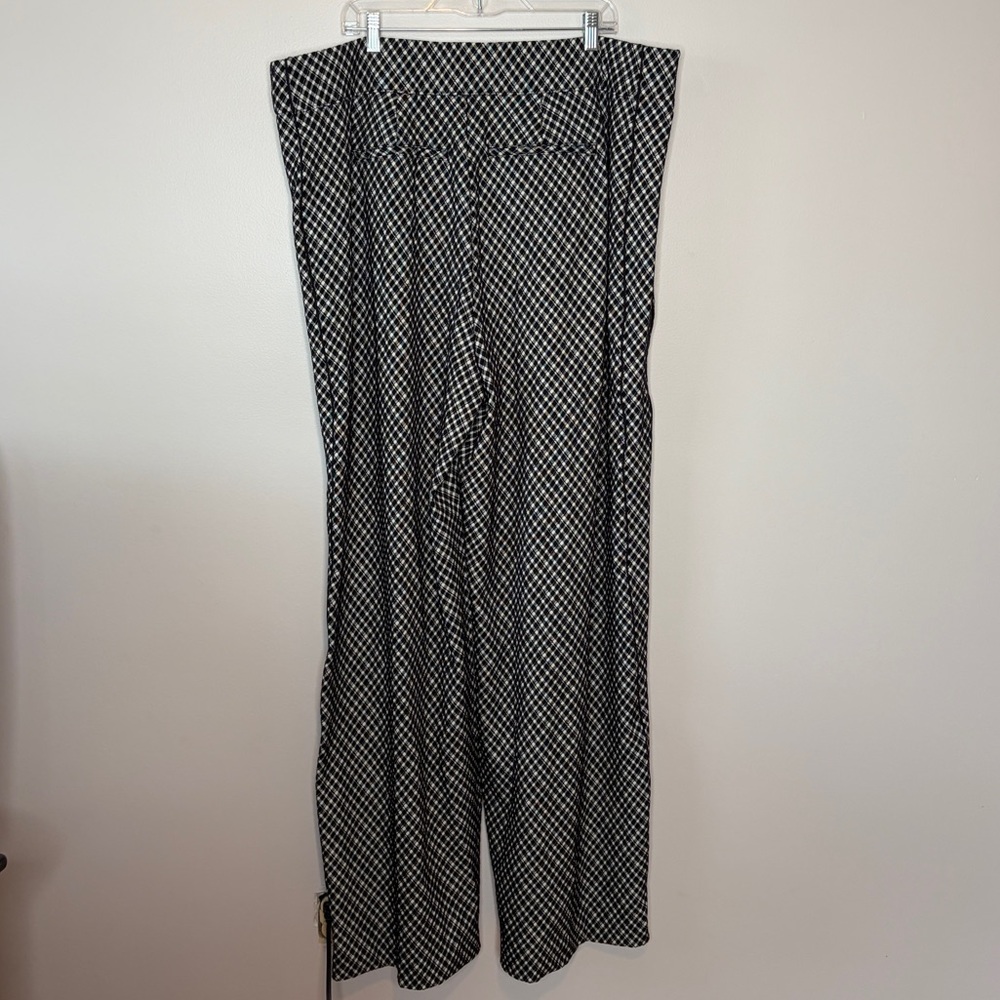 NWT Spanx Ponte Jacquard Wide Leg Pant Black White Plaid Size 3X - Picture 6 of 10